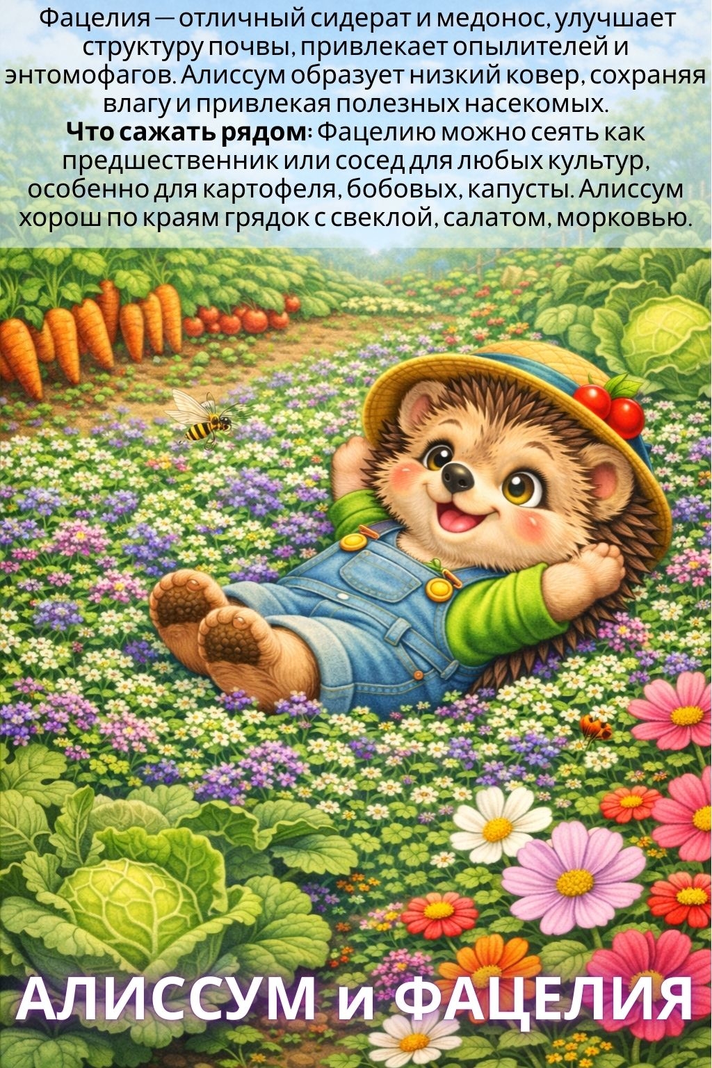 Алиссум и фацелия в огороде