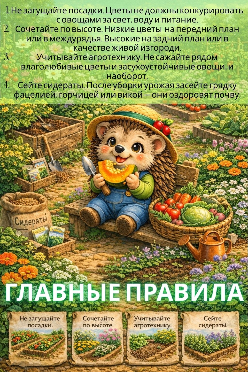 Главные правила смешанных посадок овощей и цветов