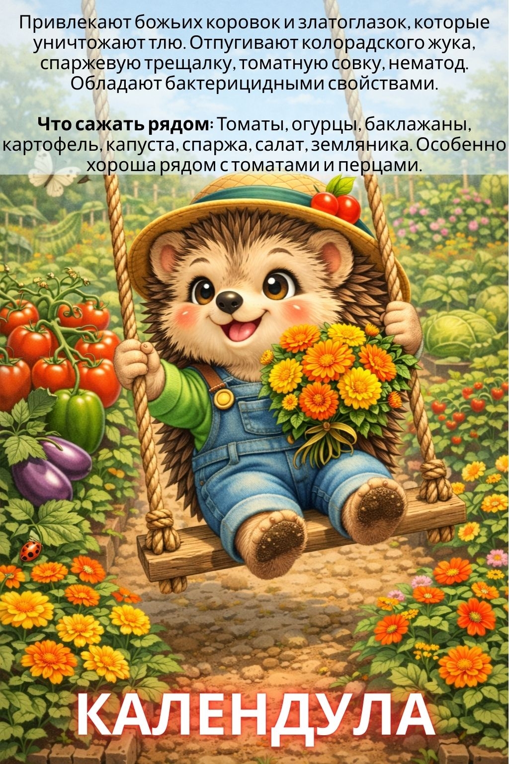 Календула привлекает божьих коровок