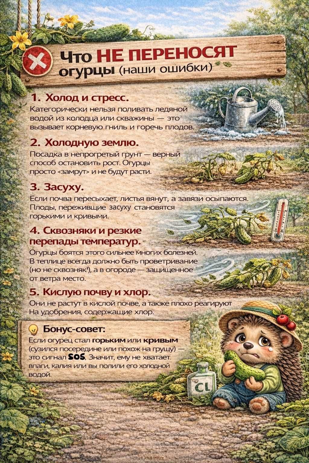 Что не переносят огурцы — основные ошибки при выращивании