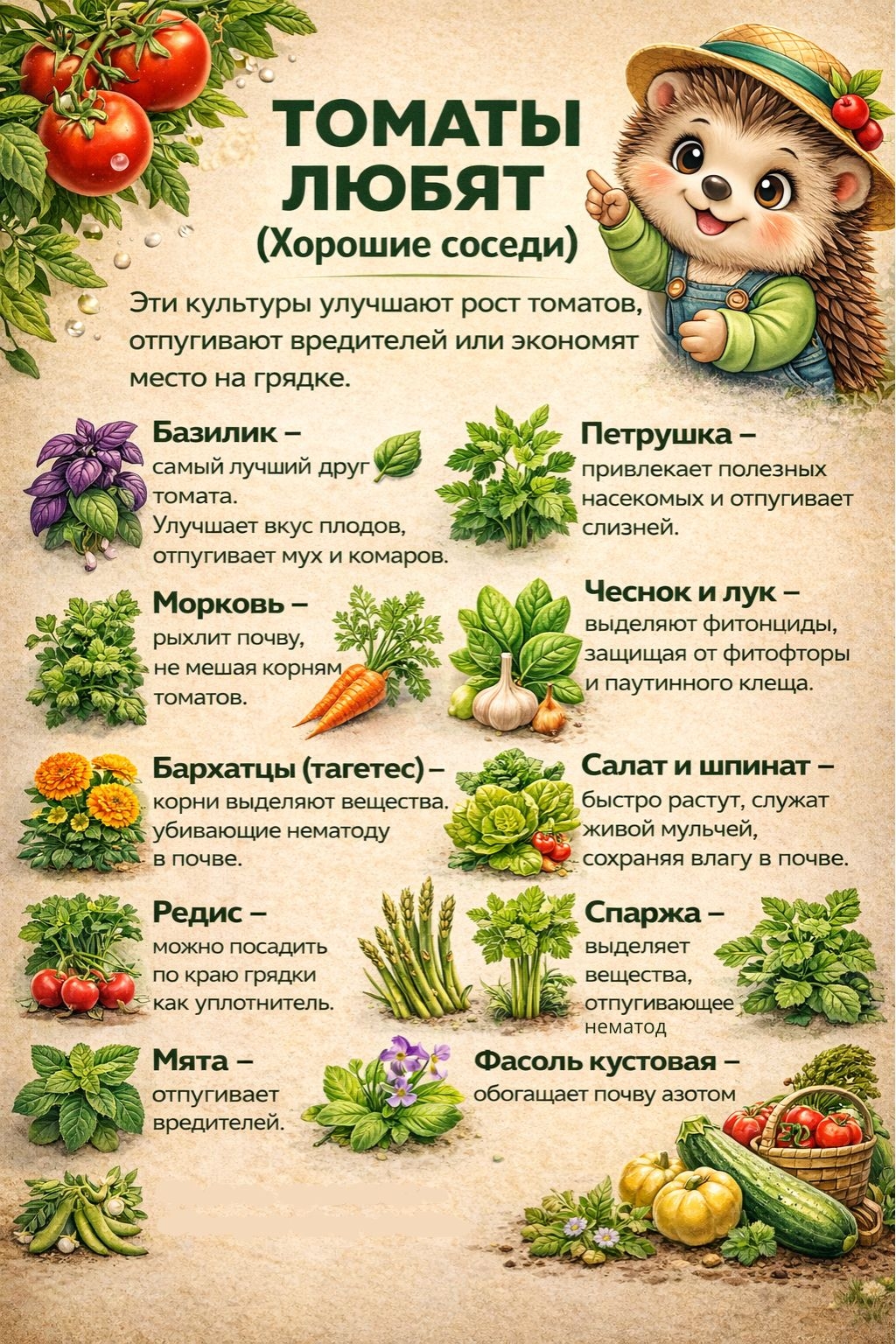 Хорошие соседи для томатов