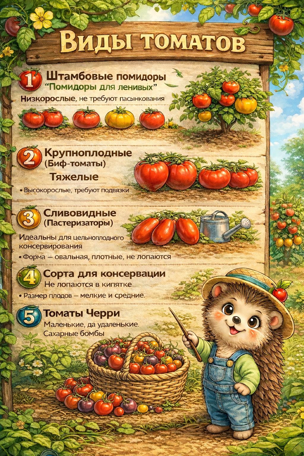 Виды томатов — штамбовые, крупноплодные, сливовидные и черри